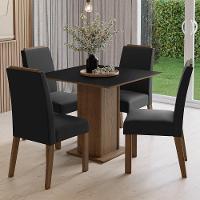 Conjunto Sala De Jantar Tampo De Madeira 4 Cadeiras Rustic/preto/oxford Aspen Madesa - 1