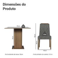 Conjunto Sala De Jantar Tampo De Madeira 4 Cadeiras Rustic/cinza/silver Cannes Madesa - 3