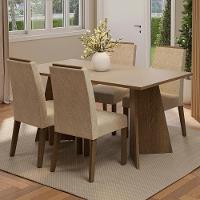 Conjunto Sala De Jantar Tampo De Madeira 4 Cadeiras Rustic/crema/imperial évora Madesa - 1