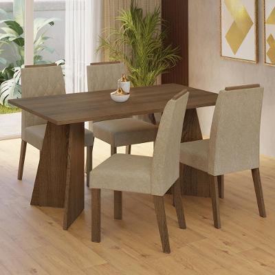 Conjunto Sala De Jantar Tampo De Madeira 4 Cadeiras Rustic/imperial Tulum Madesa