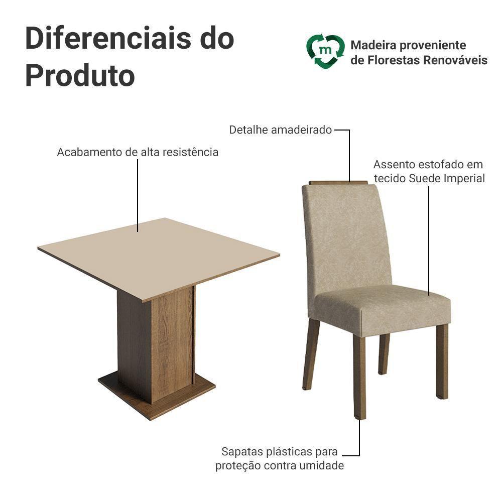 Conjunto Sala De Jantar Tampo De Madeira 4 Cadeiras Rustic/crema/imperial Aspen Madesa - 5