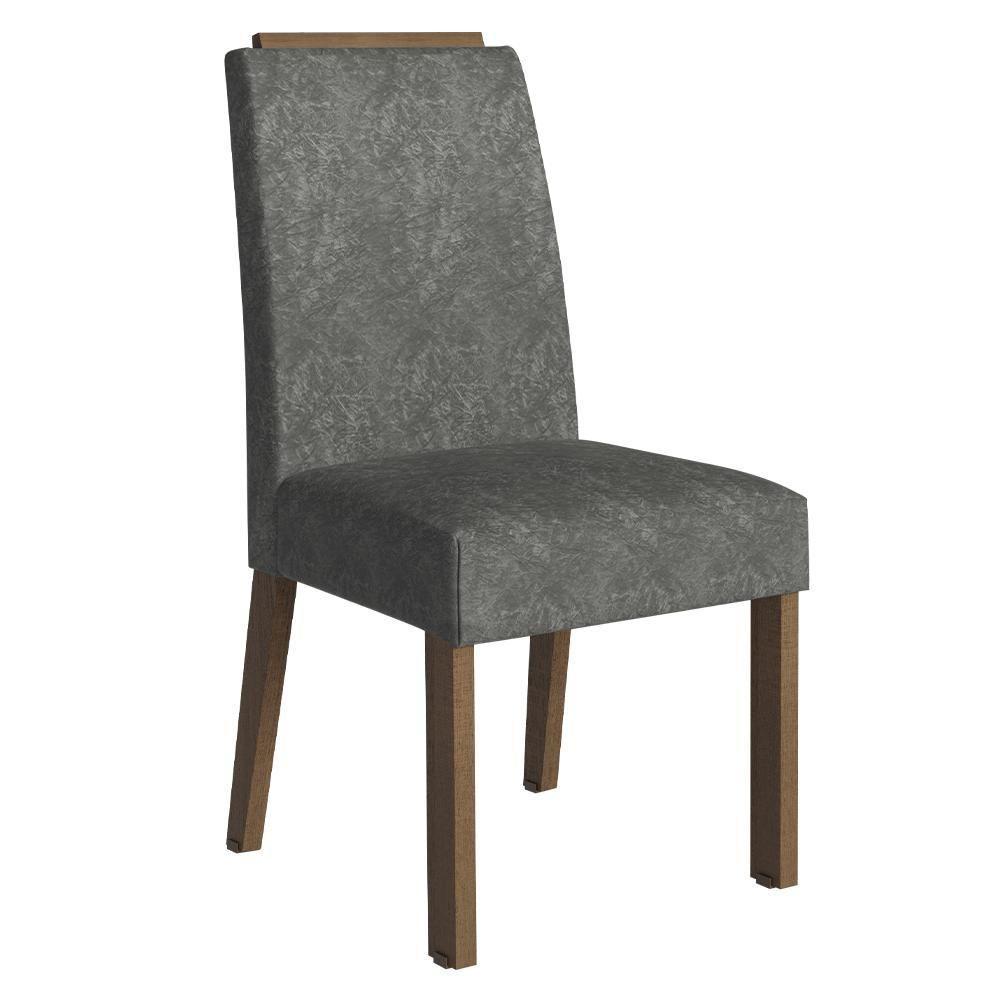 Conjunto Sala De Jantar Tampo De Madeira 4 Cadeiras Rustic/cinza/silver évora Madesa - 5