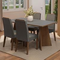 Conjunto Sala De Jantar Tampo De Madeira 4 Cadeiras Rustic/cinza/silver évora Madesa - 1
