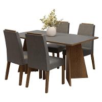 Conjunto Sala De Jantar Tampo De Madeira 4 Cadeiras Rustic/cinza/silver évora Madesa - 2