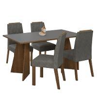 Conjunto Sala De Jantar Tampo De Madeira 4 Cadeiras Rustic/cinza/silver Tulum Madesa - 8