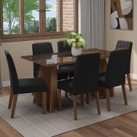 Conjunto Sala De Jantar Tampo De Vidro 6 Cadeiras Rustic/oxford Sintra Madesa - 1