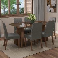 Conjunto Sala De Jantar Tampo De Vidro 6 Cadeiras Rustic/silver Sintra Madesa - 1
