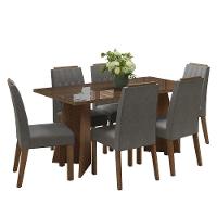 Conjunto Sala De Jantar Tampo De Vidro 6 Cadeiras Rustic/silver Sintra Madesa - 2