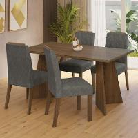 Conjunto Sala De Jantar Mesa Tampo De Vidro 4 Cadeiras Rustic/silver Porto Madesa - 1