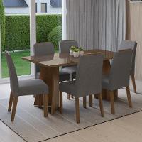 Conjunto Sala De Jantar Tampo De Vidro 6 Cadeiras Rustic/silver Madrid Madesa - 1