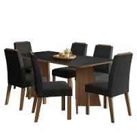 Conjunto Sala De Jantar Tampo De Madeira 6 Cadeiras Rustic/preto/oxford Minsk Madesa - 2