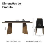 Conjunto Sala De Jantar Tampo De Madeira 6 Cadeiras Rustic/preto/oxford Minsk Madesa - 3