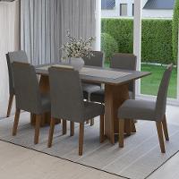 Conjunto Sala De Jantar Tampo De Madeira 6 Cadeiras Rustic/cinza/silver Soho Madesa - 1