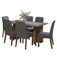 Conjunto Sala De Jantar Tampo De Madeira 6 Cadeiras Rustic/cinza/silver Soho Madesa - 2