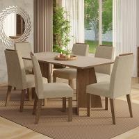 Conjunto Sala De Jantar Tampo De Madeira 6 Cadeiras Rustic/crema/imperial Minsk Madesa - 1
