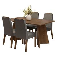 Conjunto Sala De Jantar Tampo De Madeira 4 Cadeiras Rustic/silver évora Madesa - 2