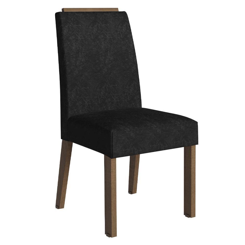 Conjunto Sala De Jantar Tampo De Madeira 4 Cadeiras Rustic/preto/oxford évora Madesa - 5