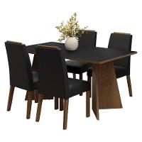 Conjunto Sala De Jantar Tampo De Madeira 4 Cadeiras Rustic/preto/oxford évora Madesa - 2