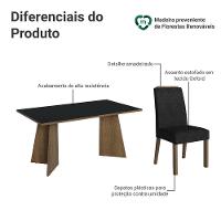 Conjunto Sala De Jantar Tampo De Madeira 4 Cadeiras Rustic/preto/oxford évora Madesa