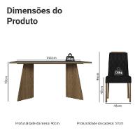 Conjunto Sala De Jantar Tampo De Madeira 4 Cadeiras Rustic/preto/oxford Tulum Madesa - 3