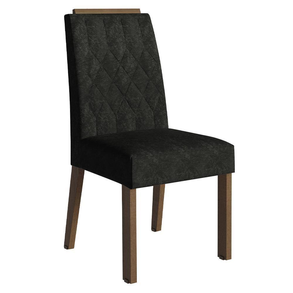 Conjunto Sala De Jantar Tampo De Madeira 4 Cadeiras Rustic/preto/oxford Cannes Madesa - 5