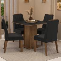 Conjunto Sala De Jantar Tampo De Madeira 4 Cadeiras Rustic/preto/oxford Cannes Madesa - 1