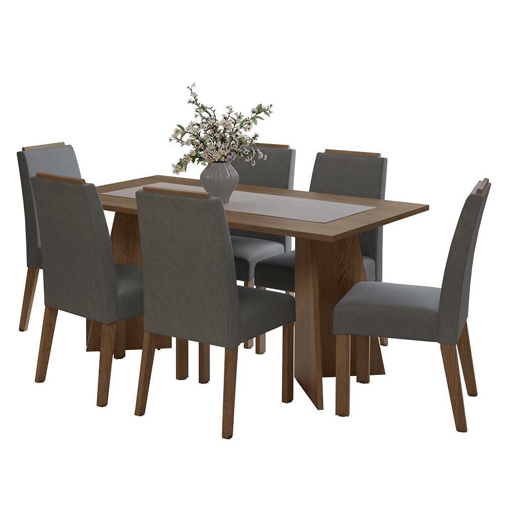 Conjunto Sala De Jantar Tampo De Madeira 6 Cadeiras Rustic/silver Soho Madesa - 2