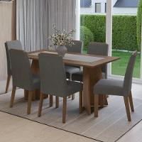 Conjunto Sala De Jantar Tampo De Madeira 6 Cadeiras Rustic/silver Soho Madesa - 1