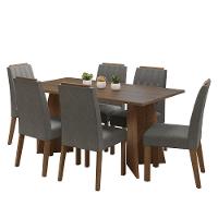 Conjunto Sala De Jantar Tampo De Madeira 6 Cadeiras Rustic/silver Leon Madesa - 2