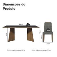 Conjunto Sala De Jantar Tampo De Madeira 6 Cadeiras Rustic/preto/silver Minsk Madesa - 3