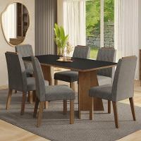 Conjunto Sala De Jantar Tampo De Madeira 6 Cadeiras Rustic/preto/silver York Madesa - 1