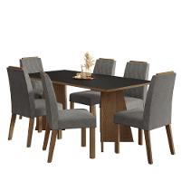 Conjunto Sala De Jantar Tampo De Madeira 6 Cadeiras Rustic/preto/silver York Madesa - 2