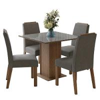 Conjunto Sala De Jantar Tampo De Vidro 4 Cadeiras Rustic/cinza/silver Sines Madesa - 2