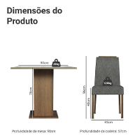 Conjunto Sala De Jantar Tampo De Vidro 4 Cadeiras Rustic/cinza/silver Sines Madesa - 3