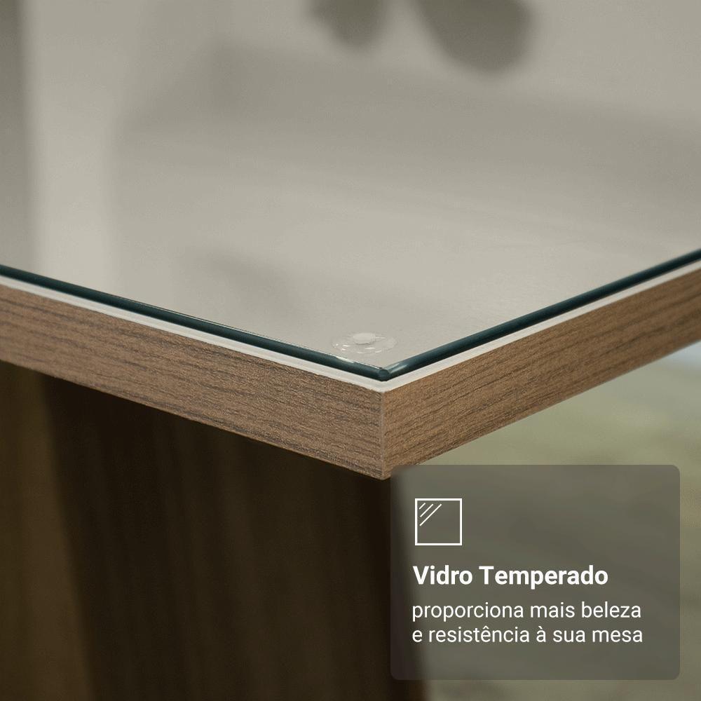 Conjunto Sala De Jantar Tampo De Vidro 4 Cadeiras Rustic/crema/imperial Braga Madesa - 7