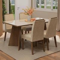 Conjunto Sala De Jantar Tampo De Vidro 4 Cadeiras Rustic/crema/imperial Braga Madesa - 1