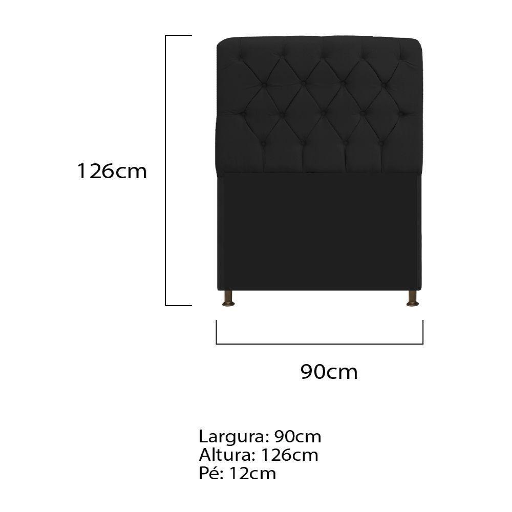Cabeceira Estofada Lady 90 Cm Solteiro Com Capitonê Corano - Adj Decor Preto - 2