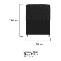 Cabeceira Estofada Lady 90 Cm Solteiro Com Capitonê Corano - Adj Decor Preto - 2