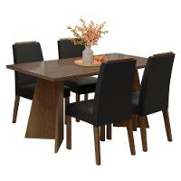 Conjunto Sala De Jantar Tampo De Vidro 4 Cadeiras Rustic/oxford Braga Madesa - 2