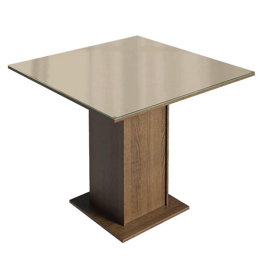 Conjunto Sala De Jantar Tampo De Vidro 4 Cadeiras Rustic/crema/imperial Sines Madesa - 4