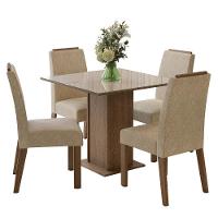 Conjunto Sala De Jantar Tampo De Vidro 4 Cadeiras Rustic/crema/imperial Sines Madesa - 10