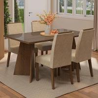 Conjunto Sala De Jantar Tampo De Vidro 4 Cadeiras Rustic/imperial Braga Madesa - 1