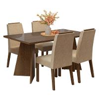 Conjunto Sala De Jantar Tampo De Vidro 4 Cadeiras Rustic/imperial Braga Madesa - 2