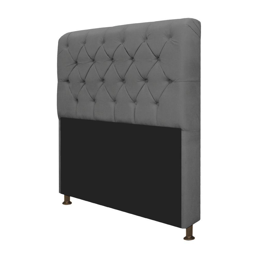 Cabeceira Estofada Lady 140 Cm Solteiro Com Capitonê Corano - Adj Decor Cinza - 3