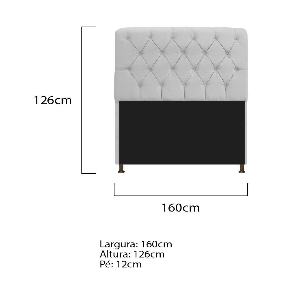 Cabeceira Estofada Lady 160 Cm Solteiro Com Capitonê Corano - Adj Decor Branco - 2