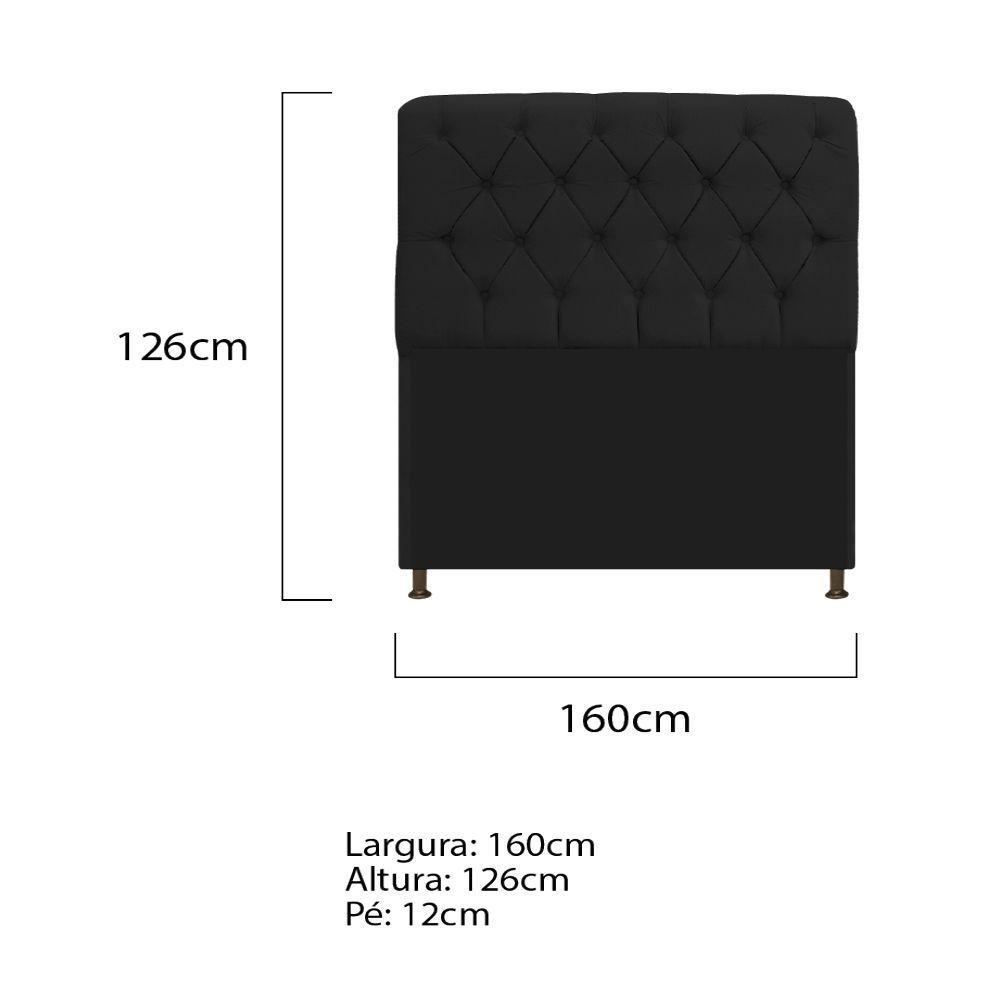 Cabeceira Estofada Lady 160 Cm Solteiro Com Capitonê Corano - Adj Decor Preto - 2