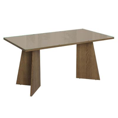 Mesa De Jantar Retangular Tampo De Vidro 5389 Rustic-crema Madesa