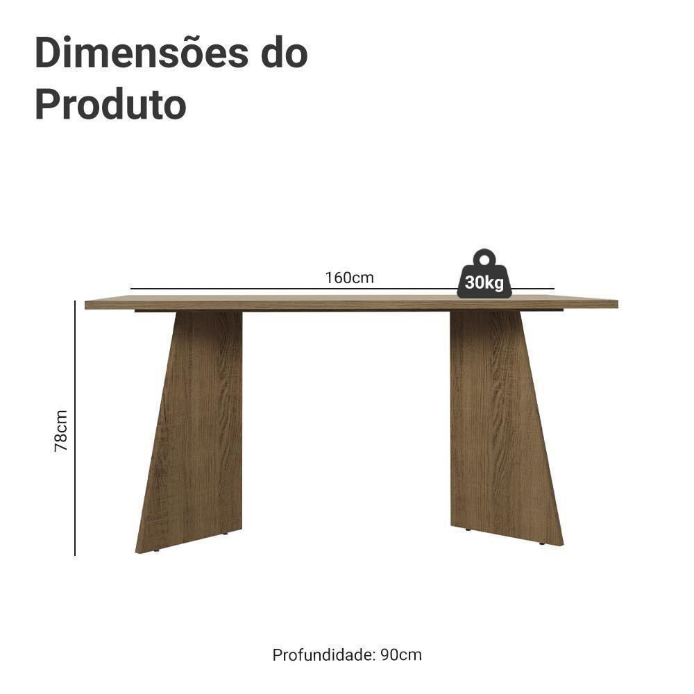 Mesa De Jantar Retangular Tampo De Madeira 5389 Rustic-crema Madesa - 2