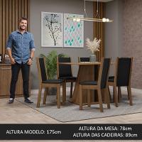 Conjunto Sala De Jantar Mesa Tampo De Madeira 6 Cadeiras Rustic/preto Wendy Madesa - 5