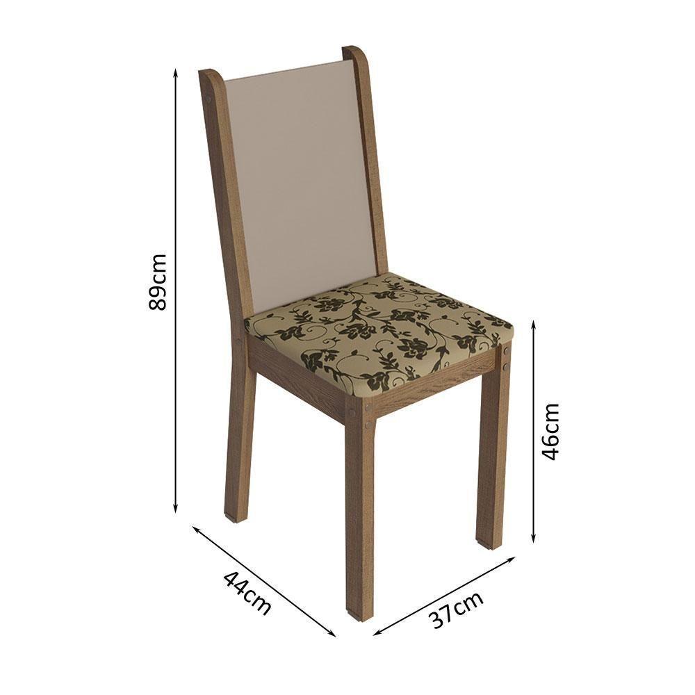 Conjunto Sala De Jantar Mesa Tampo De Madeira 4 Cadeiras Rustic/bege Marrom Sophie Madesa - 4